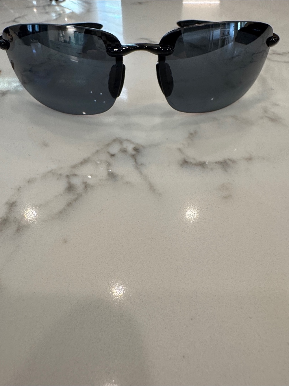 Maui Jim Black Rimless Gray Polarized Sunglasses